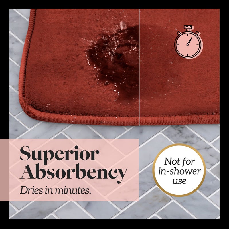 Genteele Memory Foam Bath Mat Non Slip Absorbent Super Cozy Velvet Bathroom Rug Carpet (20 inches X 32 inches, Smoke Blue) - Image 5